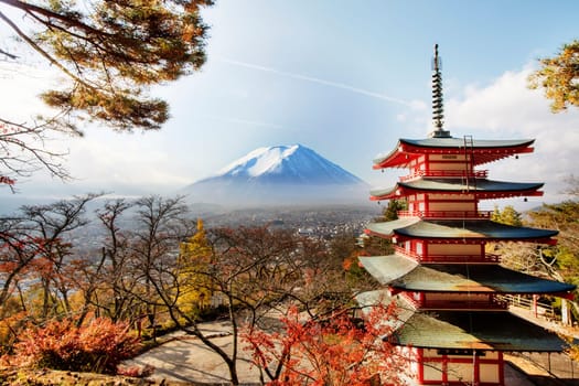Mt. Fuji with fall colors in japan for adv or others purpose use