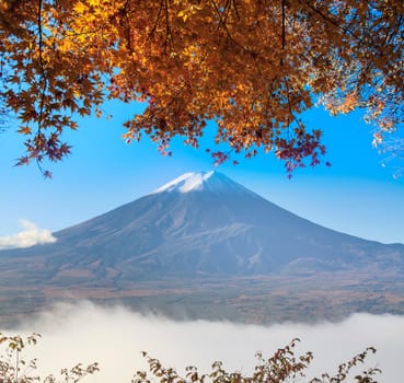 Mt. Fuji with fall colors in japan for adv or others purpose use