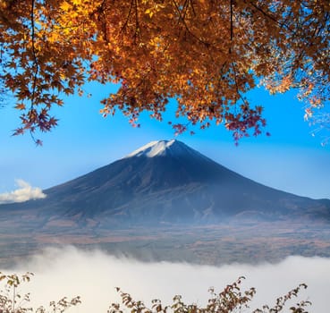 Mt. Fuji with fall colors in japan for adv or others purpose use