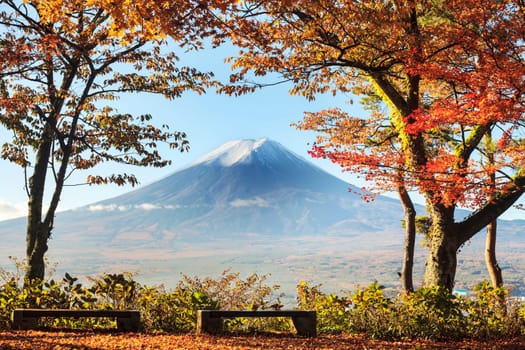 Mt. Fuji with fall colors in japan for adv or others purpose use