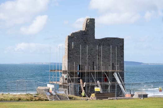 ballybunion castle surrounded by scafolding while under repair