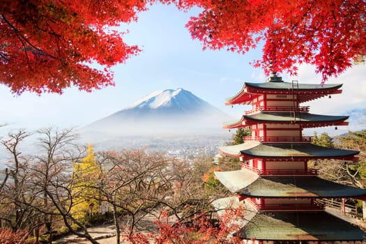 Mt. Fuji with fall colors in japan for adv or others purpose use