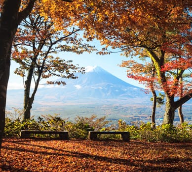Mt. Fuji with fall colors in japan for adv or others purpose use