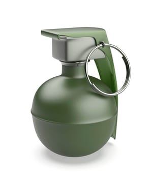 Military hand grenade on white background