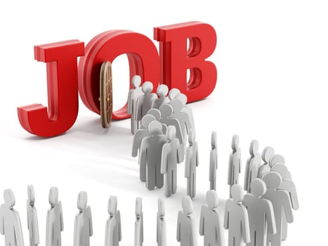 People symbols entering the door in front of the word job