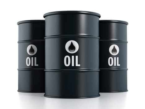 Oil barrels isolated on white background