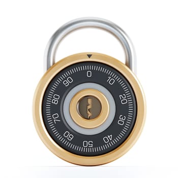 Safe combination lock isolated on white background