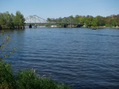 Glienicker Bridge seen from the Tiefen See with the Teltow Canal