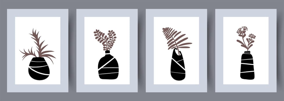 Printable wall art vector poster set vector. Vector illustrationPrintable wall art vector poster set. Hand drawn minimalism design for scandinavian interior.