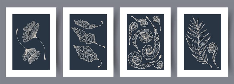 Printable wall art vector poster set vector. Vector illustrationPrintable wall art vector poster set. Hand drawn minimalism design for scandinavian interior.