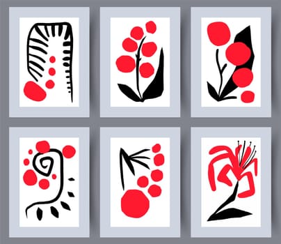 Printable wall art vector poster set vector. Vector illustrationPrintable wall art vector poster set. Hand drawn minimalism design for scandinavian interior.