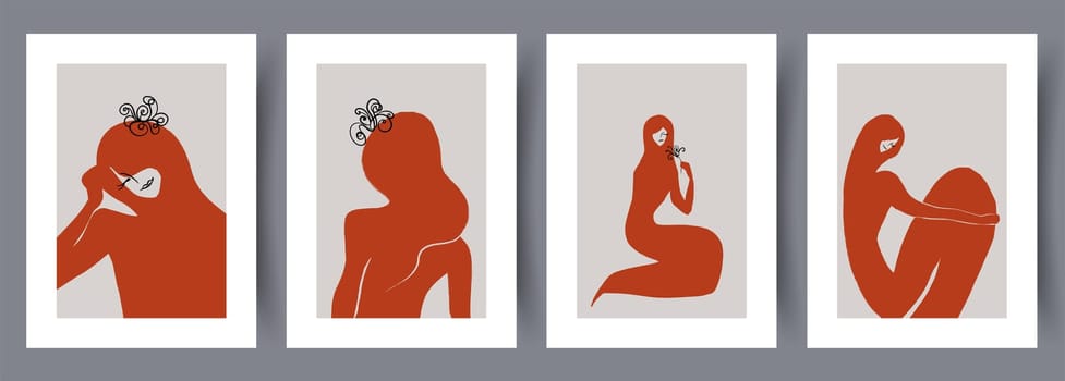 Scandinavian abstract vector print set. Minimalistic abstract wall art background for print. Scandinavian vector style.