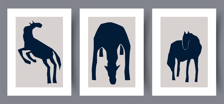Printable wall art vector poster set. Hand drawn minimalism design for scandinavian interior.