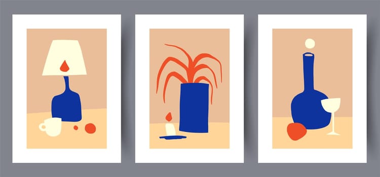 Printable wall art vector poster set vector. Vector illustrationPrintable wall art vector poster set. Hand drawn minimalism design for scandinavian interior.