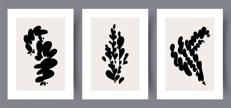 Printable wall art vector poster set. Hand drawn minimalism design for scandinavian interior.
