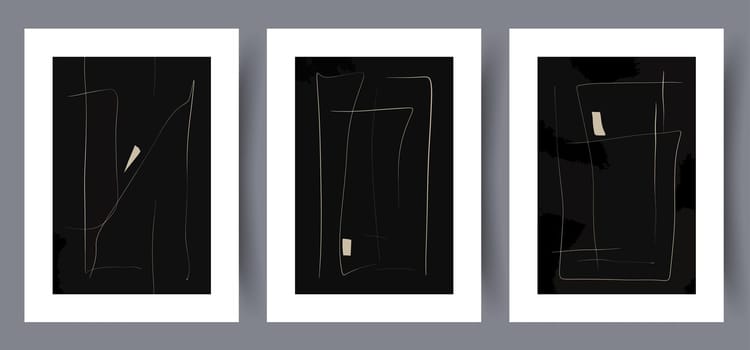 Printable wall art vector poster set vector. Vector illustrationPrintable wall art vector poster set. Hand drawn minimalism design for scandinavian interior.