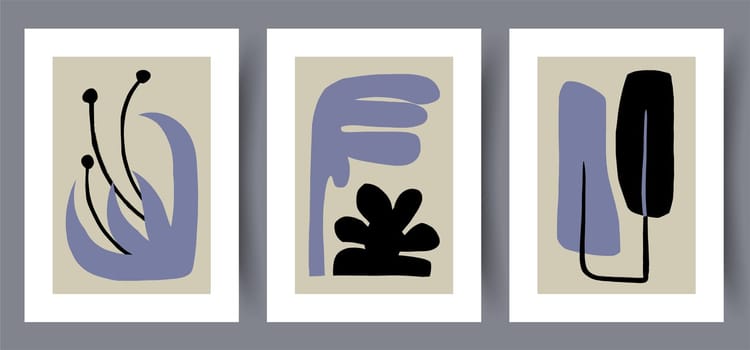 Scandinavian abstract vector print set vector style. Printable wall art vector poster set. Hand drawn minimalism design for scandinavian interior.
