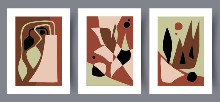 Printable wall art vector poster set. Hand drawn minimalism design for scandinavian interior.