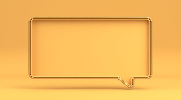 Big rectangular bubble talk sign 3D rendering illustration isolated on yellow background
