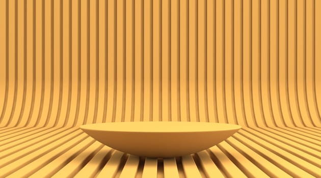Simple stage for product presentation 3D rendering illustration isolated on yellow background