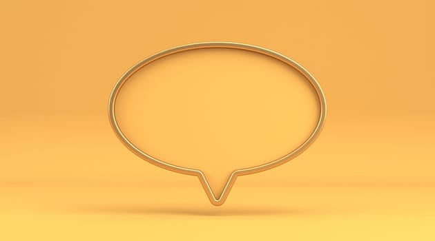Big ellipse bubble talk sign 3D rendering illustration isolated on yellow background
