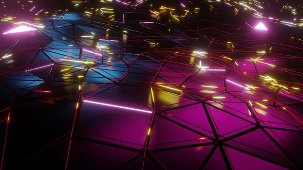 3D illustration Background for advertising and wallpaper in retro and sci fi cyberpunk scene. 3D rendering in decorative concept.