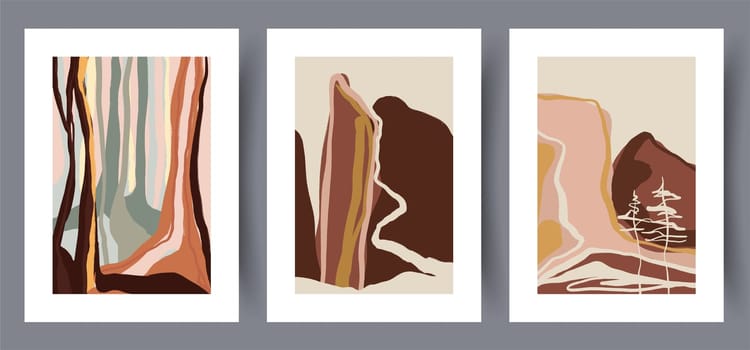 Scandinavian abstract vector print set vector style. Printable wall art vector poster set. Hand drawn minimalism design for scandinavian interior.