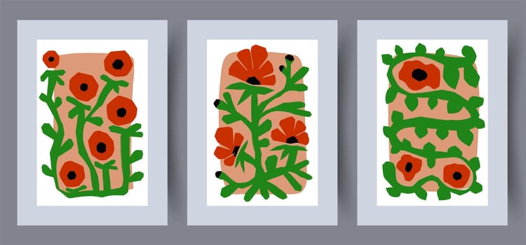 Scandinavian abstract vector print set vector style. Printable wall art vector poster set. Hand drawn minimalism design for scandinavian interior.