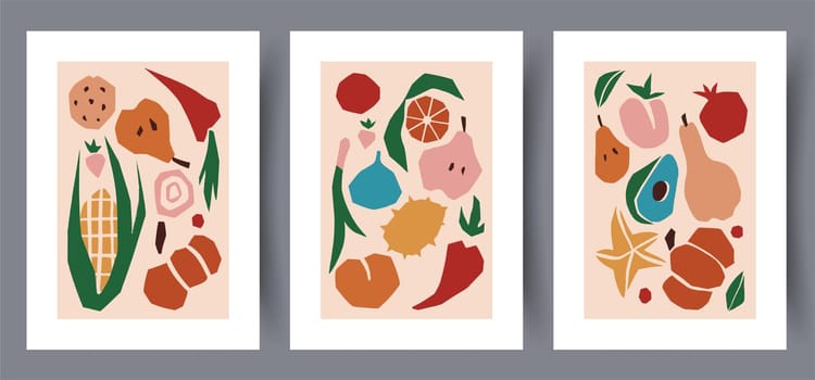 Printable wall art vector poster set vector. Vector illustrationPrintable wall art vector poster set. Hand drawn minimalism design for scandinavian interior.