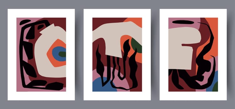 Printable wall art vector poster set vector. Vector illustrationPrintable wall art vector poster set. Hand drawn minimalism design for scandinavian interior.