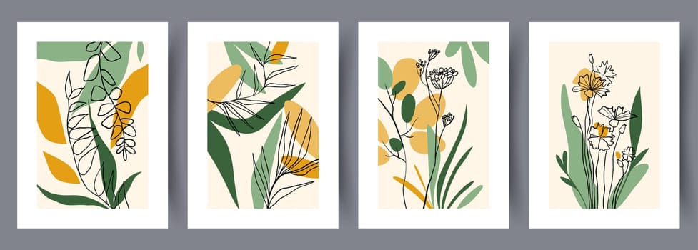 Printable wall art vector poster set vector. Vector illustrationPrintable wall art vector poster set. Hand drawn minimalism design for scandinavian interior.