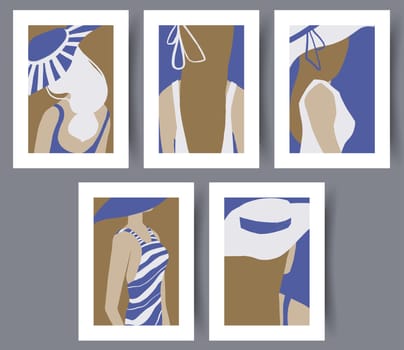 Printable wall art vector poster set. Scandinavian abstract vector print set for modern interior. Printable poster design.