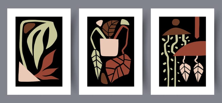 Printable wall art vector poster set. Scandinavian abstract vector print set for modern interior. Printable poster design.