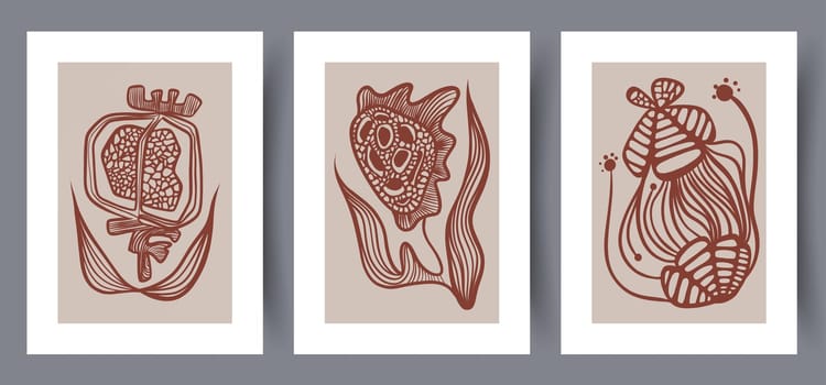 Printable wall art vector poster set. Scandinavian abstract vector print set for modern interior. Printable poster design.