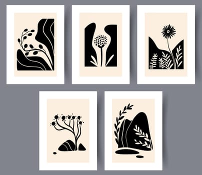 Printable wall art vector poster set vector. Vector illustrationPrintable wall art vector poster set. Hand drawn minimalism design for scandinavian interior.