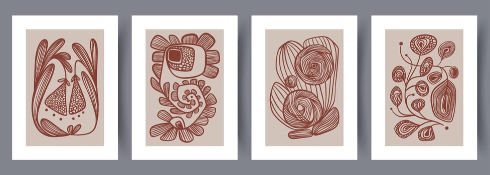 Printable wall art vector poster set. Scandinavian abstract vector print set for modern interior. Printable poster design.