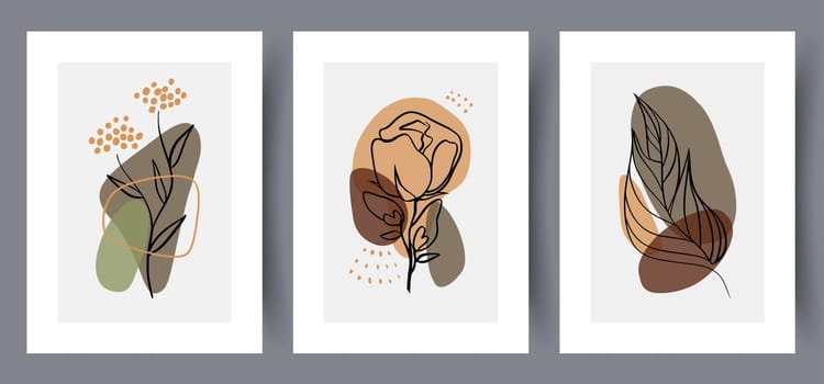 Printable wall art vector poster set. Scandinavian abstract vector print set for modern interior. Printable poster design.