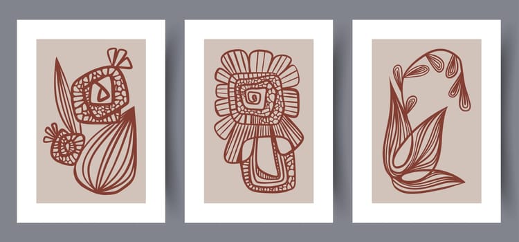 Printable wall art vector poster set. Scandinavian abstract vector print set for modern interior. Printable poster design.