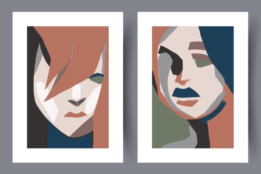 Printable wall art vector poster set. Scandinavian abstract vector print set for modern interior. Printable poster design.