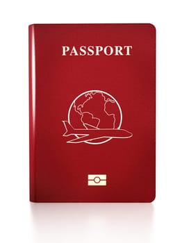 Red passport isolated on white background