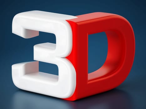 3D word standing on dark reflective background.