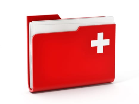 Computer mouse standing on medical folder.