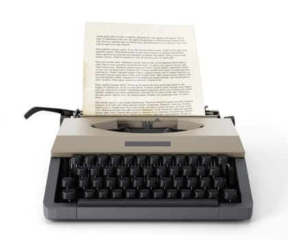 Vintage typewriter isolated on white background