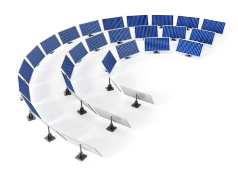 Solar panels arranged in circular formation.