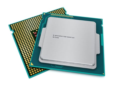 CPUs (central processing units) isolated on white background