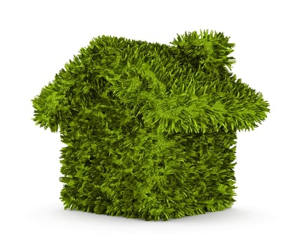 Grass house isolated on white background