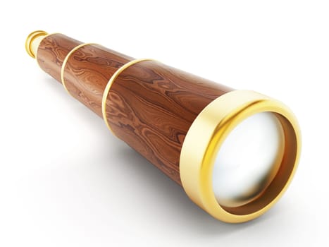 Vintage telescope isolated on white background