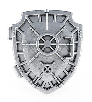 Metal vaulted door with shield shape