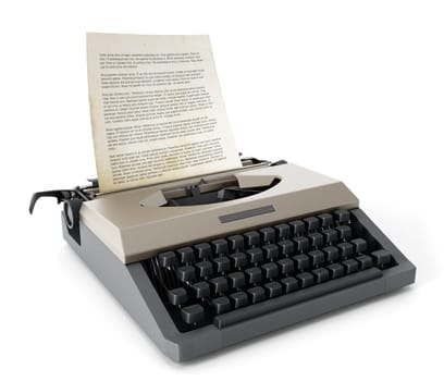 Vintage typewriter isolated on white background