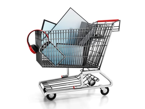 Electronic equipment inside the isolated shopping cart